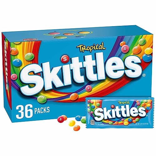 SKITTLES Tropical Summer Chewy Candy Assortment, 36 Ct Bulk Candy Box - Tropical - 2.17 Ounce(pack of 36)