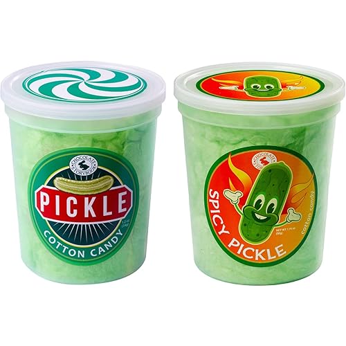 Pickle Cotton Candy Regular and Spicy 2 pack - Unique ideas for Holidays, Birthdays, Gag Gifts, Party Favors - Pickle Cotton - Pack 2