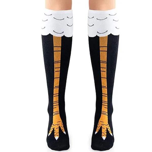 Chicken Leg Socks Womens Mens Novelty Funny Crazy Socks Knee-High Turkey Socks Funny Gifts - Large - Classic Chicken