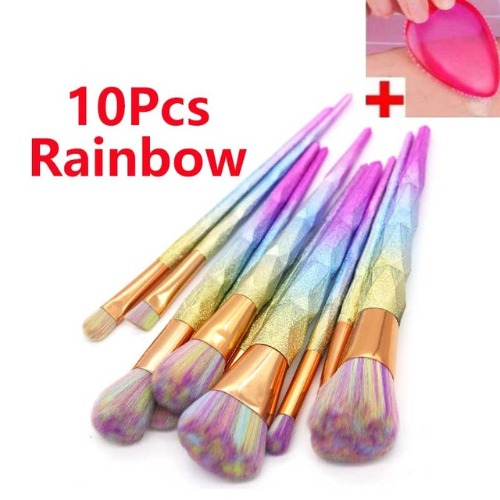 Glitter Rainbow Unicorn Brushes - 10pcs Rainbow