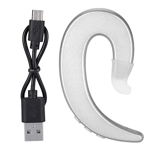 Auriculares Bluetooth, Auriculares inalámbricos Manos Libres con Gancho para la Oreja Auriculares de conducción ósea sin Dolor Auriculares Impermeables de diseño ergonómico(Plata) - plata