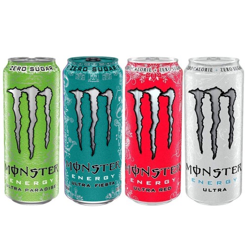 Monster Ultra Zero Sugar Free Energy Drink - Estuche mixto (24 latas de 500 ml, sin calorías), color paraíso, cero, rojo, Ultra Fiesta