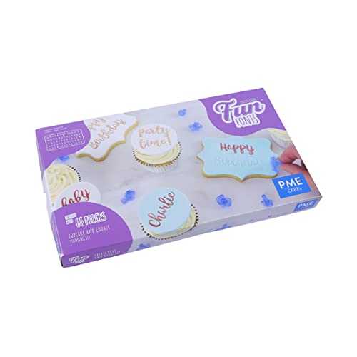 PME FF54 Fun Fonts Cupcake and Cookie Stamping Set-Collection 1, Blue - Cupcakes & Cookies - Collection 1 - Single