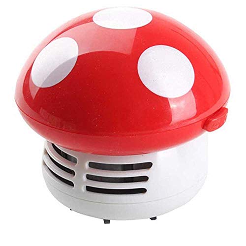 Gocomcom HONBAY Mini Cute Table Dust Vaccum Cleaner, Mushroom Shaped New Portable Corner Desk Vaccum Cleaner Mini Cute Vacuum Cleaner Dust Sweeper (RED) - Red