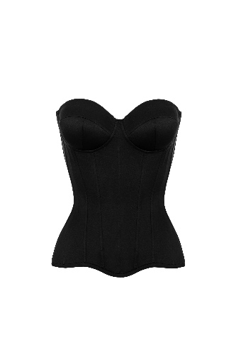 Black satin corset with cups | 60 / D / Yes