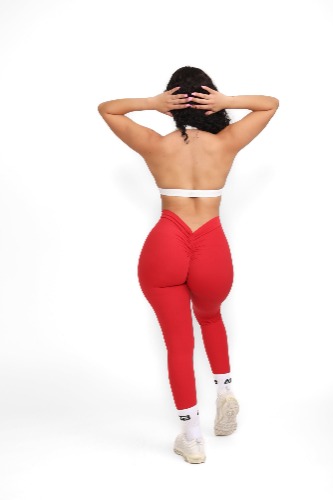 Red Viral V-Back Leggings