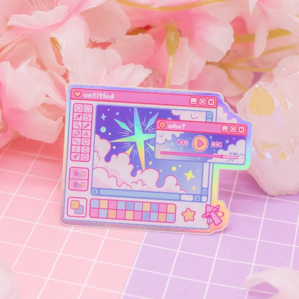 Starry Night Paint UI holographic vinyl sticker