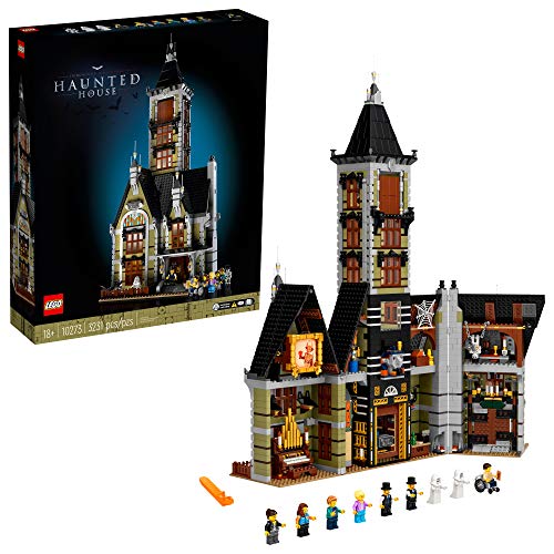 LEGO Icons Haunted House Building Set 10273, Haunted House Kit, Creative Crafts for Adults and Family, Powered Up Ready Building Kit with 10 Minifigures, Halloween Decoration to Build Together - Standard Packaging