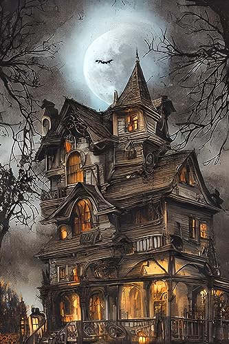 Moohue 14CT Stamped Cross Stitch Kits for Adults Beginners Creepy Halloween Counted Cross Stitch Kits for Adults Advanced (Creepy Halloween) - Creepy Halloween