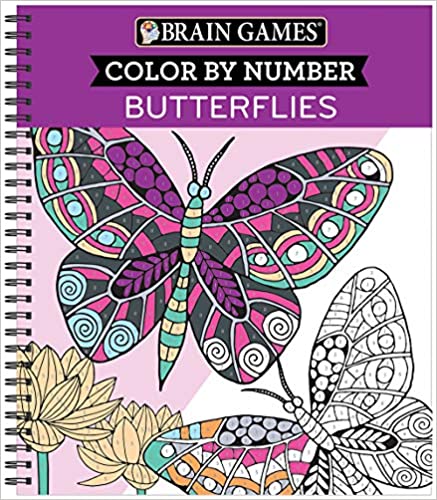Brain Games - Color by Number: Butterflies - Spiral-bound