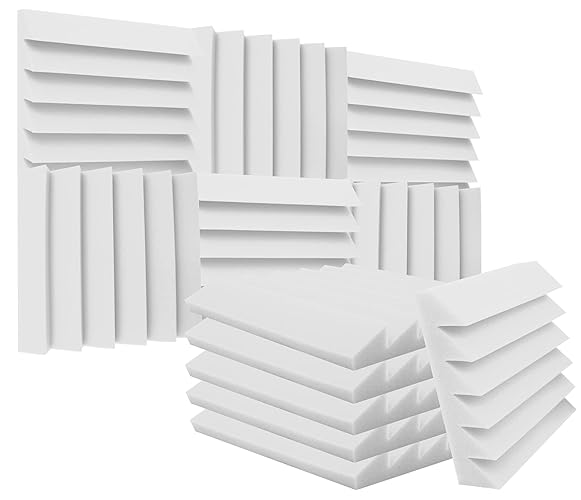 Heavyoff 12 Pack Acoustic Foam Panels Studio Soundproofing Wedges 10"x10"x2" Noise Dampening Sound Insulation for Home Ceiling, White - 12 PACK 10"x10"x2" - White