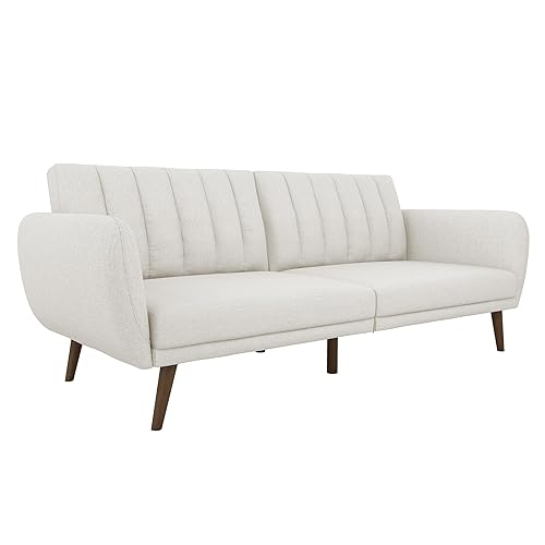Novogratz Brittany 82 Inch Futon Sofa Bed, Upholstered Couch Sleeper with Tufted Back, Mid-Century Modern, Light Gray - Light Gray - Futon