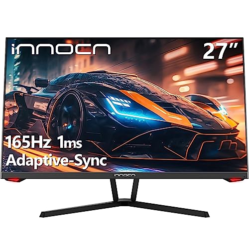 INNOCN 27G1G 27" Gaming Monitor 165Hz / 144Hz / 120Hz 1920 x 1080P FHD 1ms Fast IPS G-Sync Compatible HDMI DisplayPort 99% sRGB LED Computer PC Gaming Monitor, Eye Care, VESA Mountable, Black - 27" - 1080P - 165Hz