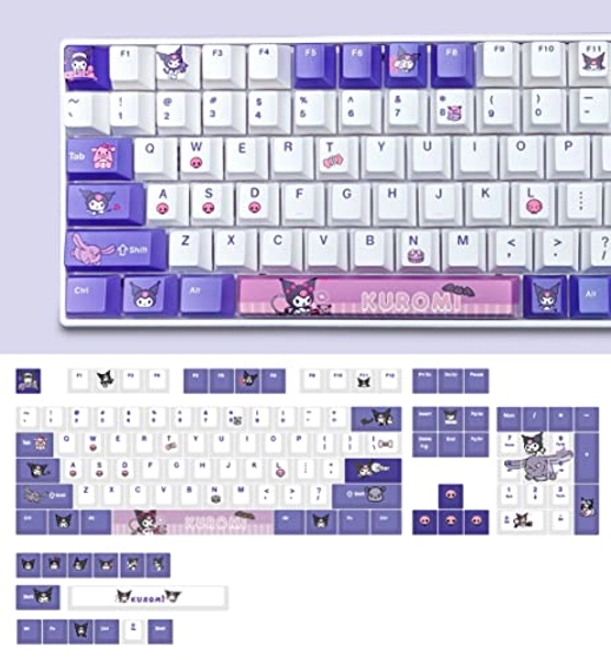 Sanrio Kuromi Purple Keycaps for Cherry MX Switches Cute Japanese Anime Mechanical Gaming Keyboard, PBT Key Caps Set(Kuromi)