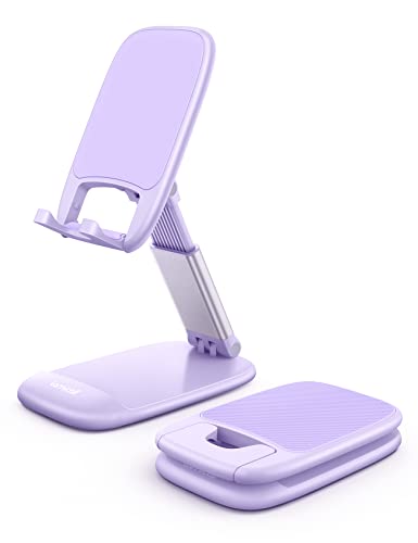 Lamicall Purple Phone Stand for Desk - Purple Cell Phone Holder Purple Desk Accessories Desktop Office Must Have Compatible with iPhone 13 Pro Max Mini, 12 11 XR X 8 7 6 Plus SE, 4-8'' Smartphone - Light Purple