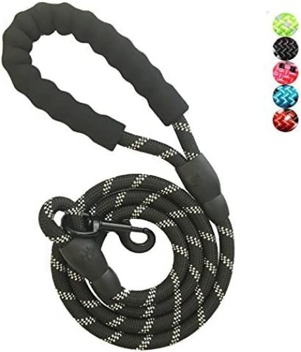 YSNJXL Strong Nylon Dog Leash Rope with Comfortable Padded Handle Training Lead for Medium and Large Breeds Dogs - Heavy Duty 5ft Long - Black