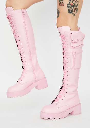 Bubblegum Obsidian Pocket Combat Boots | US 8