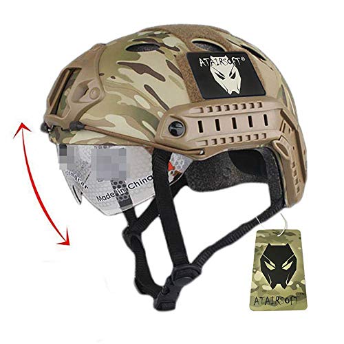 ATAIRSOFT Tactical SWAT Army Militärstil Helm PJ Typ Schneller Kampf mit Schutzbrille für CQB Shooting Airsoft Paintball - MC