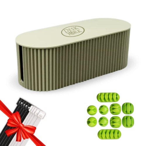 Cable Management Box Large by Desk York - Cord Organizer Box to Hide Power Strips - Surge Protector Cable Organizer Box for Home and Office - Cord Hider and Management Green Box with Wire Organizer - Light Green