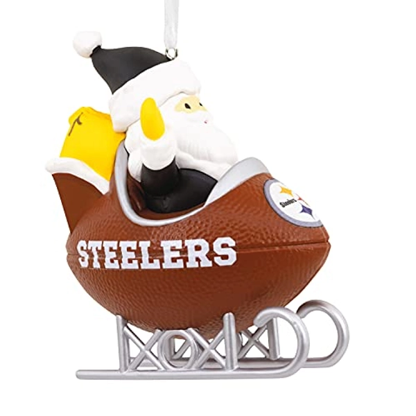 Hallmark Pittsburgh Steelers Santa Football Sled Christmas Ornament, NFL Tree Decoration and Sports Fan Gift