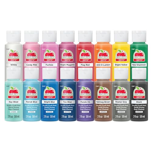 Apple Barrel, Vibrant Spectrum Collection Acrylic Craft Paint, PROMOABIII, 2 fl oz each, 16 assorted matte colors, 16 count - 16 pc Vibrant Spectrum