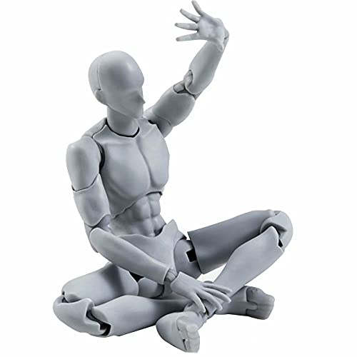 Artists Sketch Movable Limb Action Figure Model with Display Base and Pose Parts, 5.9inch Body Human Mannequin Kitfor Drawing, Sketching, Painting(Gray)