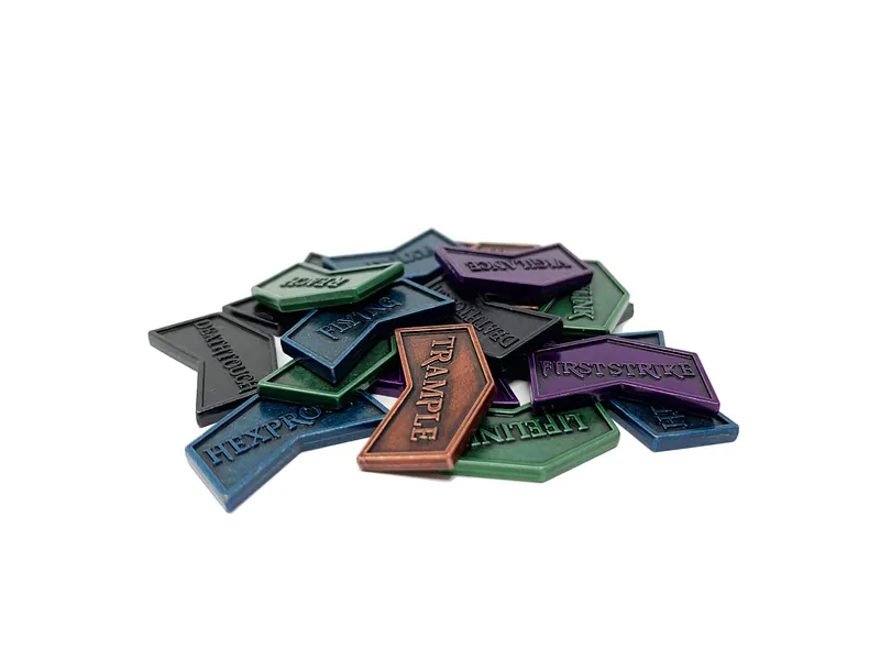 Citadel Black MTG Keyword Counters Set of 20 Metal Tokens - with Velvet Drawstring Pouch, Antique Metal Finish Tokens, Magic: The Gathering