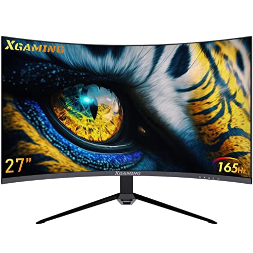 XGaming 27 Inch Curved Gaming Monitor 144Hz/165Hz,QHD 2560 x 1440p 2K Computer PC Monitor HDR 16:9 Wide Display,FreeSync,1ms Response,1500R Curved Eye Care Screen Built-in Speakers,HDMI DisplayPort - 27 inch Curved Monitor 165Hz QHD