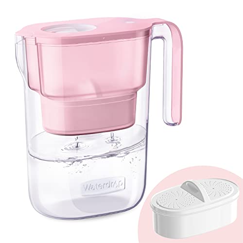 Waterdrop 200-Gallon Long-Life Elfin 5-Cup Water Filter Pitcher with 1 Filter, NSF Certified, 5X Times Lifetime, Reduces PFAS, PFOA/PFOS, Chlorine, BPA Free, Pink - Baby-Pink - Classic