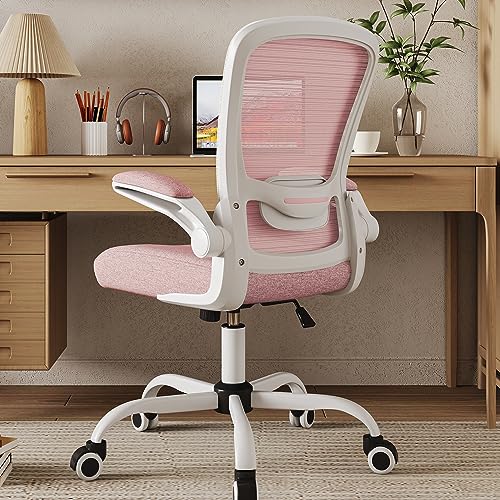 Mimoglad Home Office Chair, High Back Desk Chair, Ergonomic Mesh Computer Chair with Adjustable Lumbar Support and Thickened Seat Cushion (Modern, Spanish Pink) - Spanish Pink - Modern