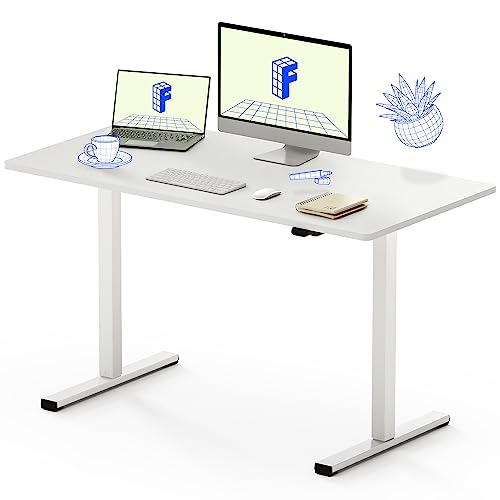 FLEXISPOT Essential White Standing Desk 48 x 24 Inches Whole-Piece Desk Board Electric Stand Up Desk Height Adjustable Desk for Home Office(White Frame + 48" White Top) - 48x24" - White+white