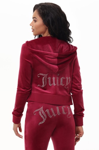 OG Big Bling Velour Hoodie | Dark Crimson / XS