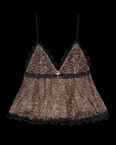 FERAL SHEER MESH CAMI TOP LEOPARD | XS