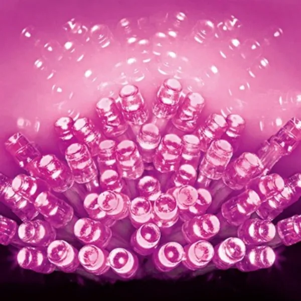 200 Pink Supabrights Multi Action LED String Lights on Clear Cable with Timer