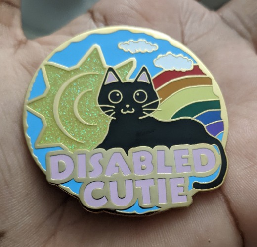 Sun Cat Glitter Pin - In Stock