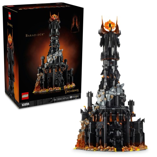 LEGO Icons The Lord of The Rings: Barad-dûr Model Kit, Building Set for Adults with Sauron, Gothmog, Orc, Frodo, Sam and Gollum Minifigures, Movie Memorabilia Home Decor for Men & Women 10333