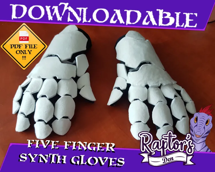 5 finger Synth paw pattern and guide - Downloadable file only! Pictures are representative of the finished item