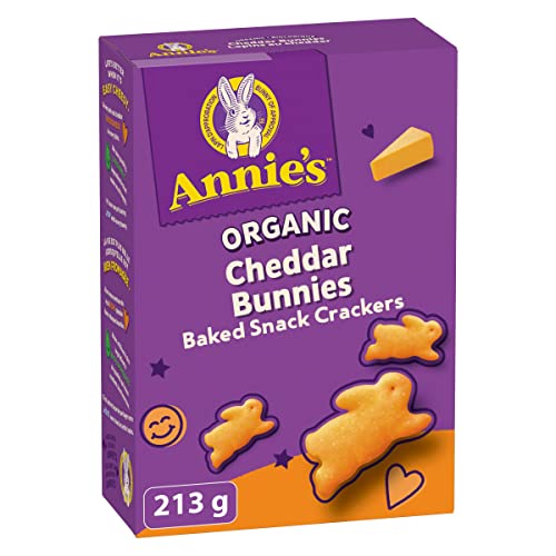 ANNIE'S - Organic Cheddar Bunnies Baked Snack Crackers, No Artificial Flavours or Synthetic Colours, Contains Real Cheese and Milk Ingredients