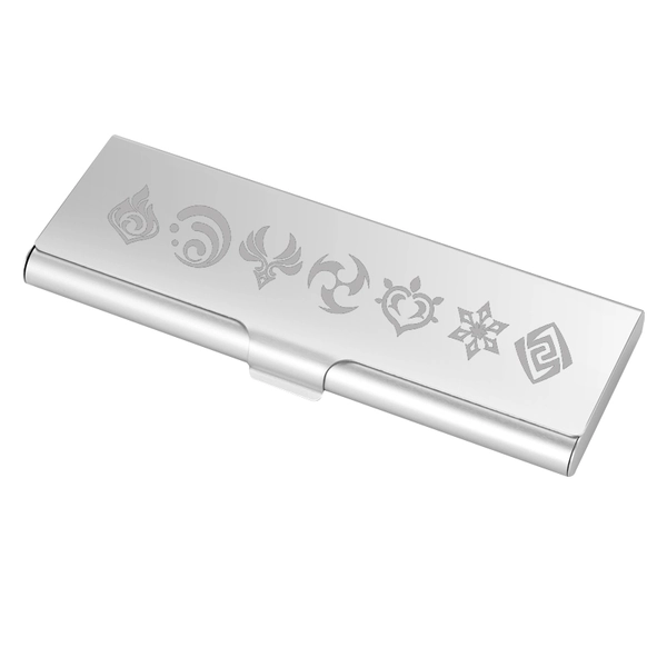 Genshin Impact Pencil Case Aluminum Genshin Storage Case Gift for Genshin Impact Lovers - Silver