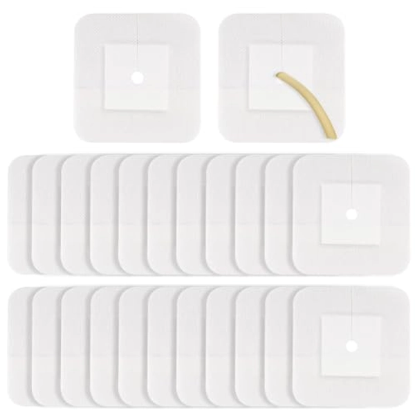 20 Pcs Feeding Tube Covers G Peg Tube Holder Split Drain Adhesive Bandages for Dialysis Catheter 4" x 4" Island Dressing Bordered Gauze Nuring Accessories