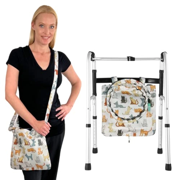 Inspired Comforts Discreet Urine Bag Cover with Hanging Strap and Catheter Tube Cover - Stylish and Functional - Playful Cat & Dog Print
