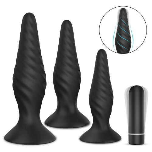CREAMS Electric Shock Anal Pleasure Set for Couples - 130mm*78mm*26mm / Black / Silicone+ABS