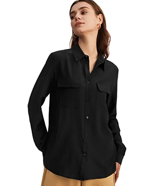 LilySilk Silk Shirts for Women 100% Long Sleeve Ladies Shirts 18 Momme Silk Tops