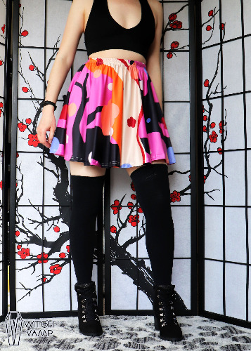 Flower Pop Skater Skirt with Pockets | A Size (XXS-MD)