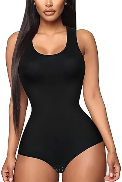 Gotoly Shapewear Bodysuit Scoop Neck Tank Tops for Women Tummy Control Waist Trainer Vest Full Body Shaper - Black - L