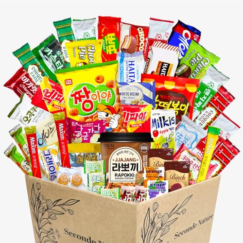 Journey of Asia Korean Snack Box 48 Count Individual Wrapped Packs of Coffee, Snacks, Cookies, Noodle and Drink for Friends, Family, and Kids