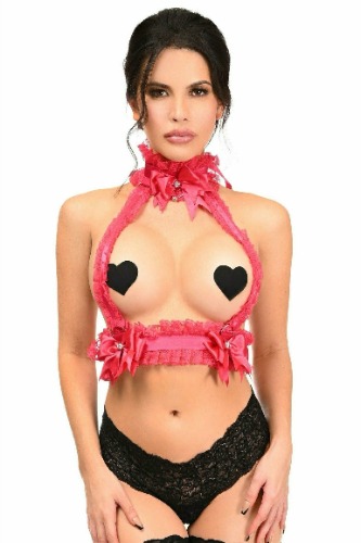 Kitten Collection Fuchsia/Fuchsia Lace Double Strap Body Harness - QUEEN / As Shown