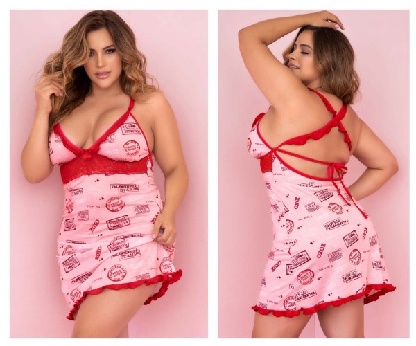 Mapale 7413X Sleep Chemise Color Rose Print-Red - 2-3XL / Rose Print-Red