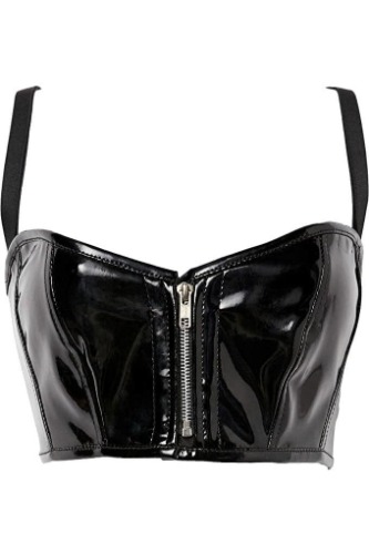 Lavish Black Patent Short Bustier Top - 3X / As Shown