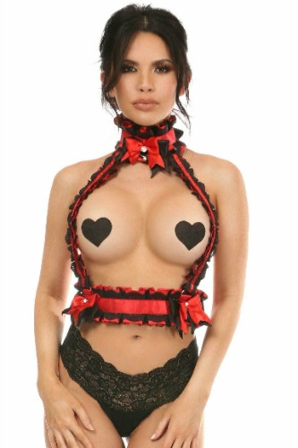 New Kitten Collection Red/Black Lace Double Strap Body Harness - Q/S / As Shown